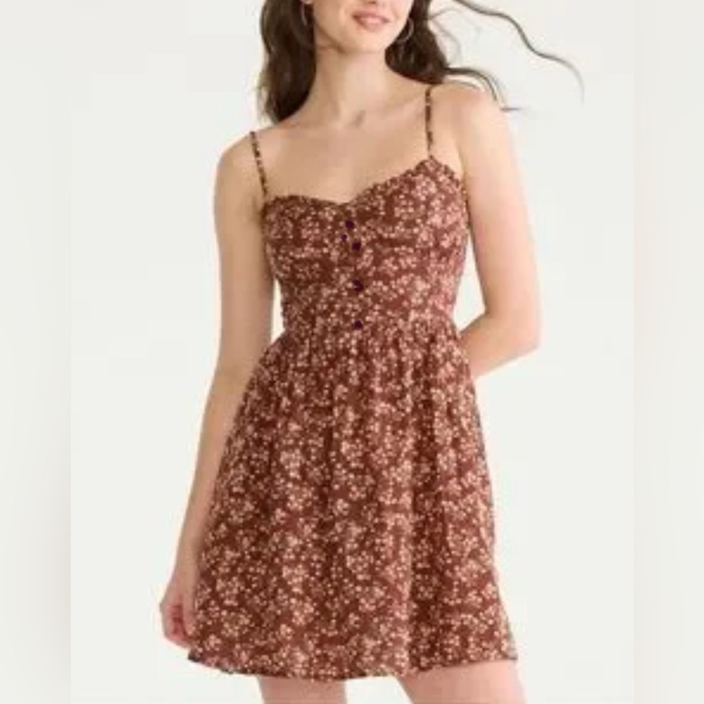 Vine & Valley smocked bodice fit and flare dress, floral print, fits a size S
